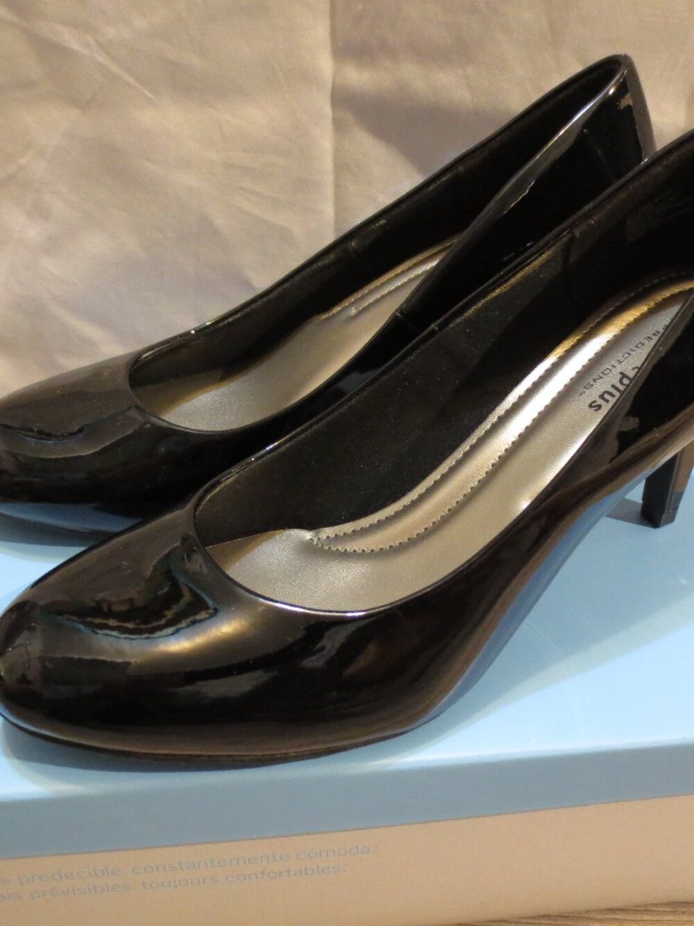 Comfort Plus Karmen Black Patent Leather Pump Heel 8 M
